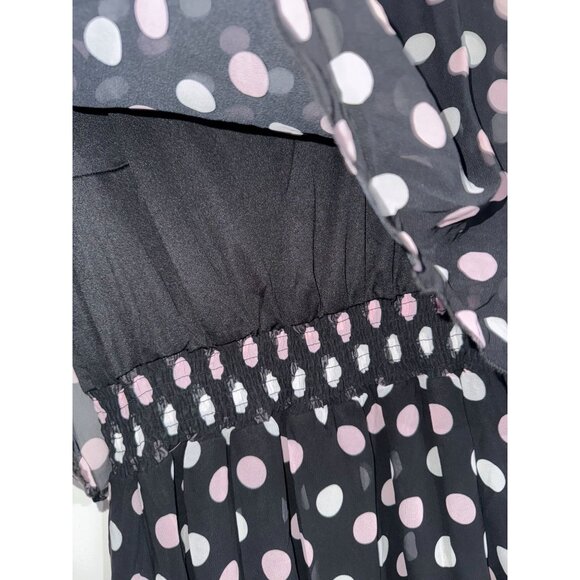 Polka Dot Sleeveless Black & Blush Dress By Robert Louis Size XL - Picture 3 of 7